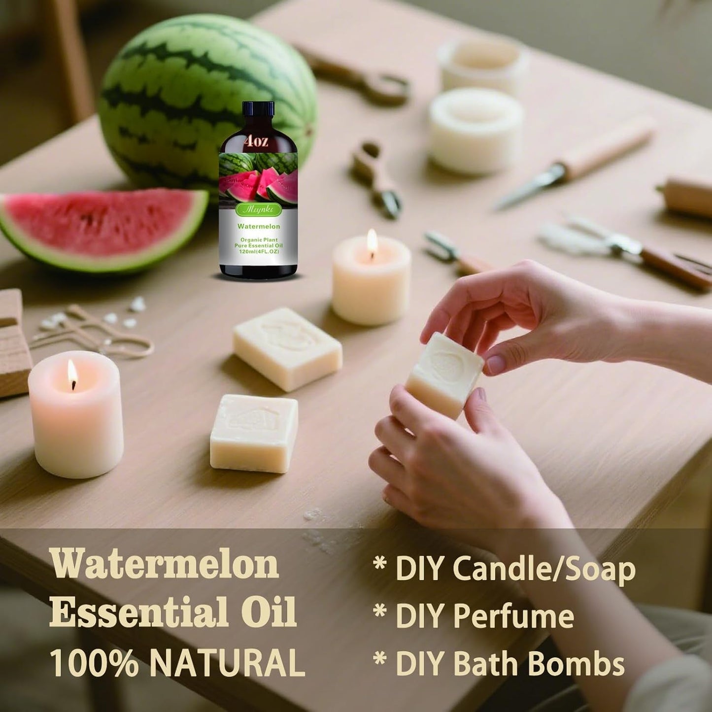 Watermelon Fragrance Oil-Watermelon Essential Oil 4.33oz (130ml)-100% Pure Natural Scent for Diffusers, Candles, Soap Making & Aromatherapy-Relaxing Home & Gift Essential Oil for Bath, Massage