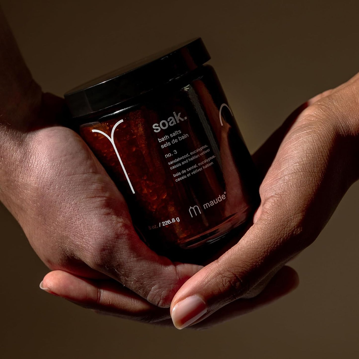 Maude Soak No. 3 - Nourishing Mineral Bath Salts - Hand-Harvested Dead Sea Salt with Magnesium & Potassium Chloride - Soften & Rejuvenate Skin - Notes of Sandalwood & Eucalyptus (8 oz)