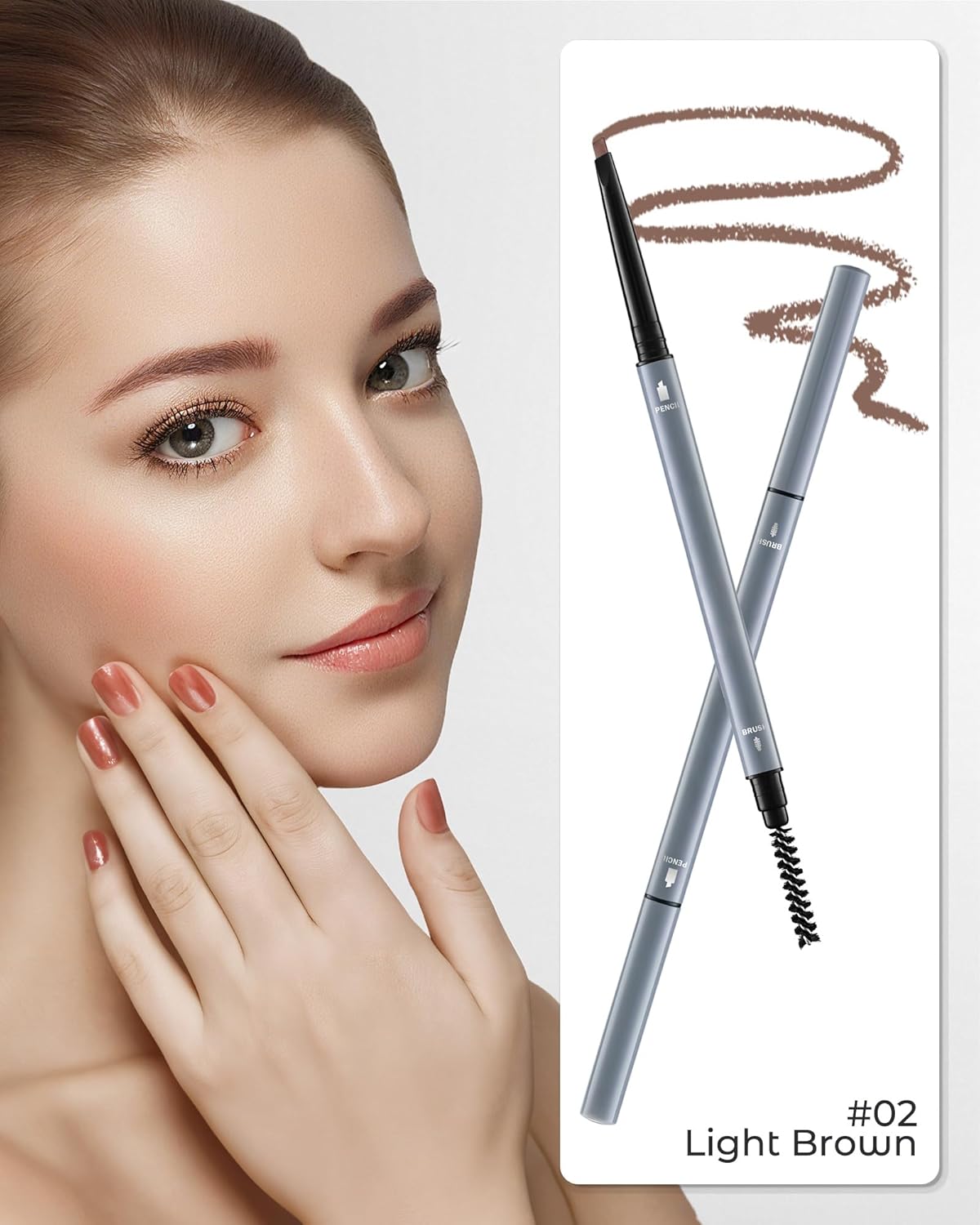 6Pcs Microblading Eyebrow Pencils Light Brown Waterproof Eye Brow Pencil w/Eye Brow Razor & Scissors Kit 0.5mm Ultra-Fine Tip Creates Hair-Like Strokes for Women Effortless Natural Brows