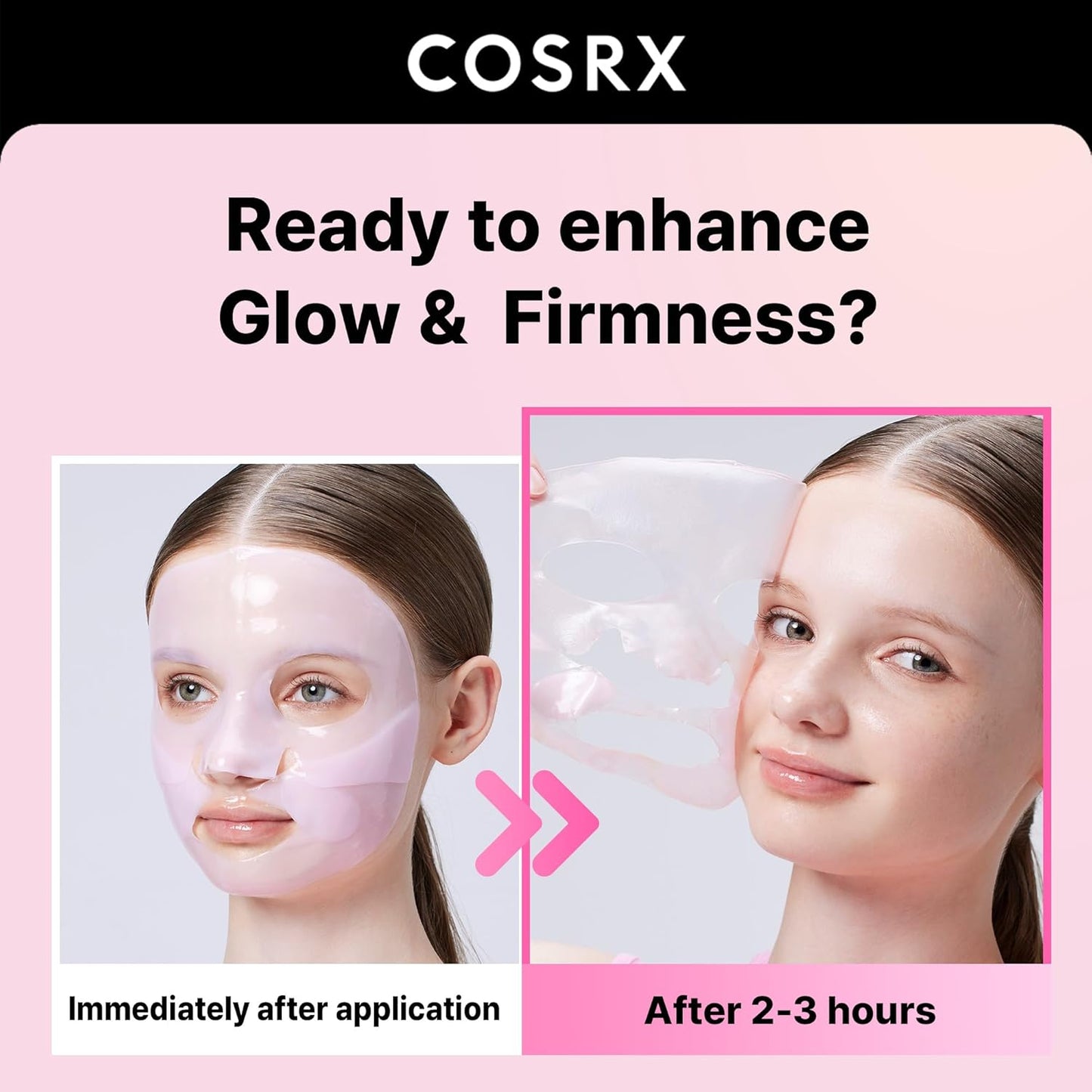 COSRX The Peptide Collagen Lifting Glow Hydrogel Face Masks Skincare 3 EA, Collagen Face Mask, Travel Essentials, Overnight Face Mask, Korean SkinCare