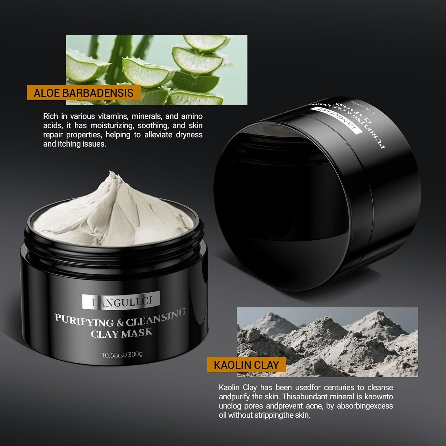 Purifying Kaolin Clay Mask & Mud Face Mask - Blackhead Remover, Oil Control for Sensitive/Oily/Dry Skin | Detoxifying Scrub & Pore Cleaner | Helps Reduce Pores & Acne | 10.5oz