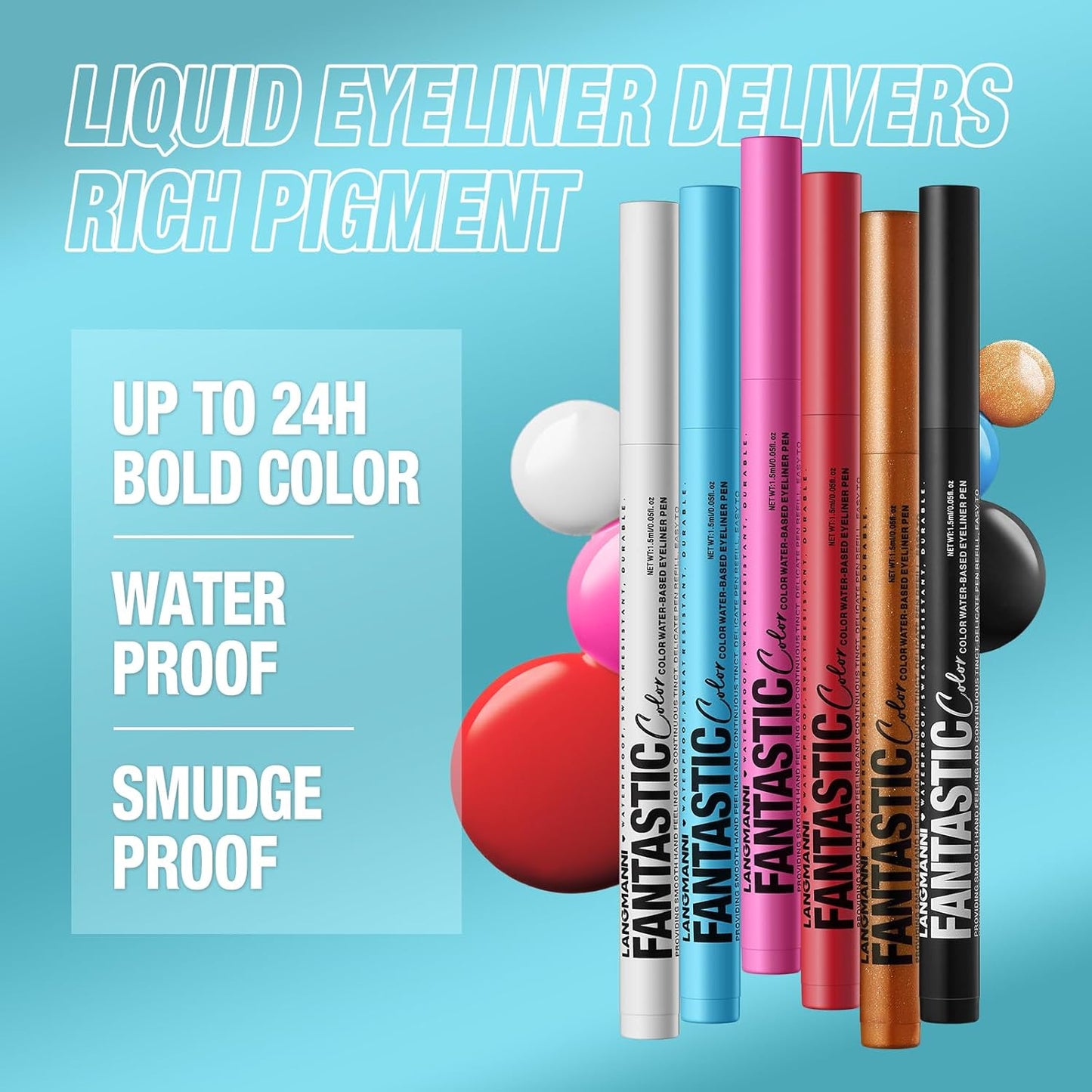 LANGMANNI 4 Colors Matte Liquid Eyeliner Set, Neon Colorful Pigmented With Long-lasting, Smudgeproof & Waterproof Eye Liner Makeup for Bold & Stunning Looks - Gift for Girls(9+10+11+12)