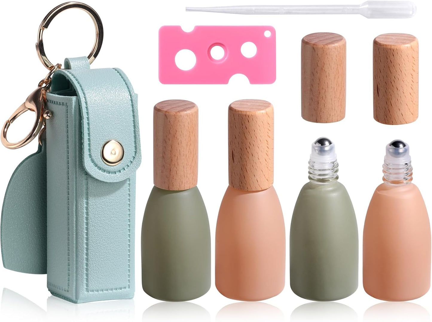 JPNK 4 Pack Essential Oils Roll-on Bottles with Stainless Steel Roller Balls for Aromatherapy and Perfumes with Portable Small Bag