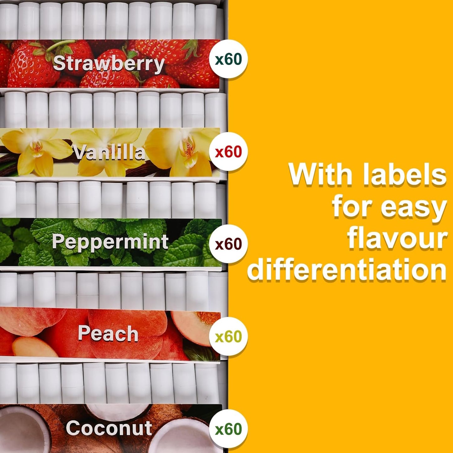 DMSKY Lip Balm Bulk Unlabeled 300 Pack, Custom Chapstick Bulk Natural Ingredients Vitamin E Shea Butter, Gift For Baby Shower & Wedding Favors