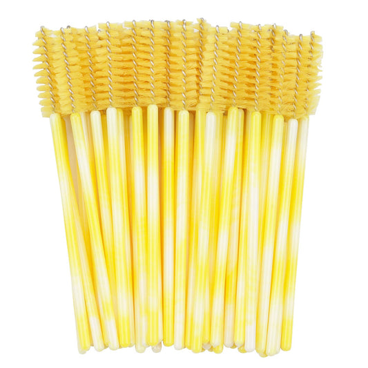 300 Disposable Mascara Wands Eyelash Brush Spoolies for Eye Lash Extension Eyelash Extension Supplies Makeup Tools Accessories (Yellow)