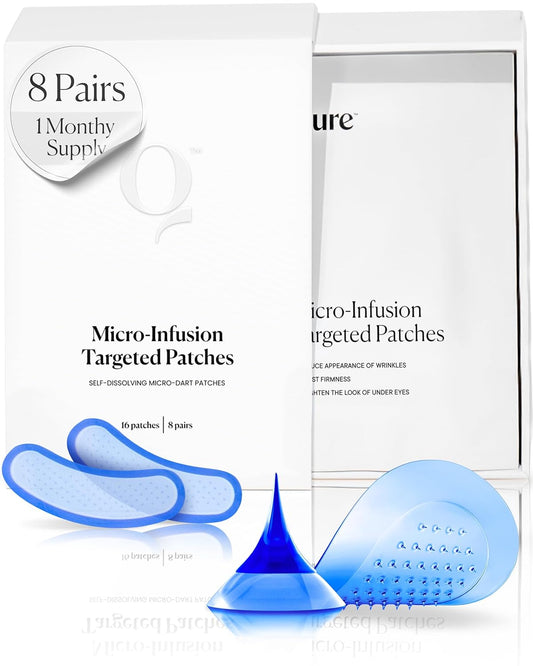 Qure Skincare MicroInfusion Targeted Patches - 8 Pairs of Targeted Under Eye Patches Formulated for Fine Lines & Wrinkles - Retinol, Caffeine, Niacinamide & Peptides - Dissolvable for Overnight Use