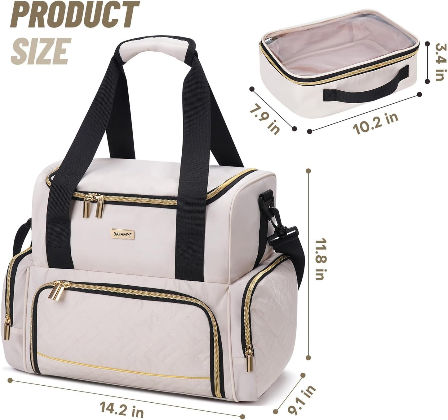 Large Makeup Cosmetic Bag with 2 Removable Case, Double Layer Travel Makeup Organizer Case, travel Toiletry Bag For Women