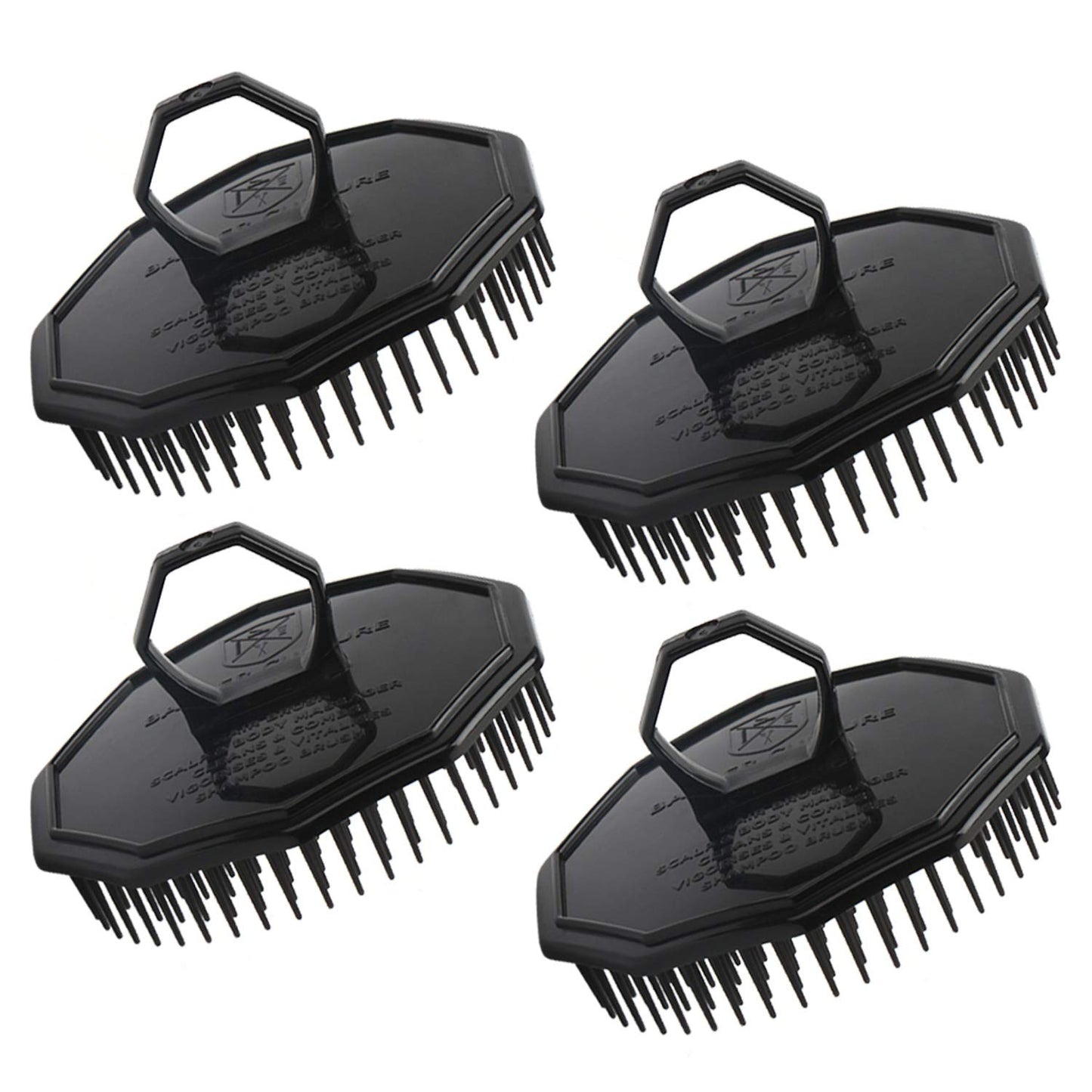 Scalp Massage Shampoo Brush, Segbeauty 4pcs Massage Hair Brushes Floriated Shower Comb for Deep Cleaning Hair Men's Hand Brush Growth Beard Brush Pet Grooming Brushes (Black(Ringed Handle))