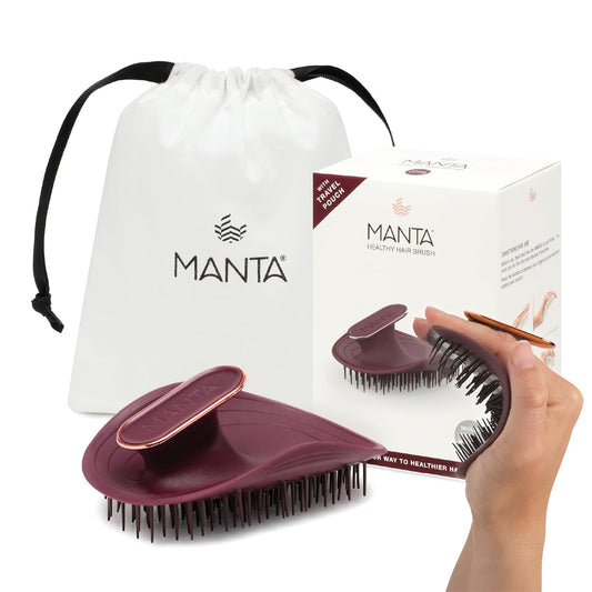 Manta Original Anti-Breakage Hairbrush – Gentle Detangling Brush for Wet & Dry Hair, Flexible Hairbrush for All Types, Healthy Hair Care for Women & Men, Burgundy