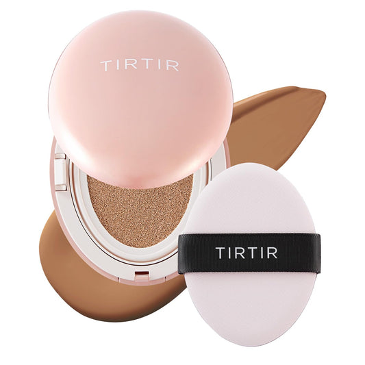 TIRTIR Mask Fit All Cover Pink Cushion Foundation | High coverage, Velvety Matte Finish, Lightweight, Flawless, Corrects Redness, Korean Cushion (#33C Hazel, Full Size, 0.63 Fl Oz)
