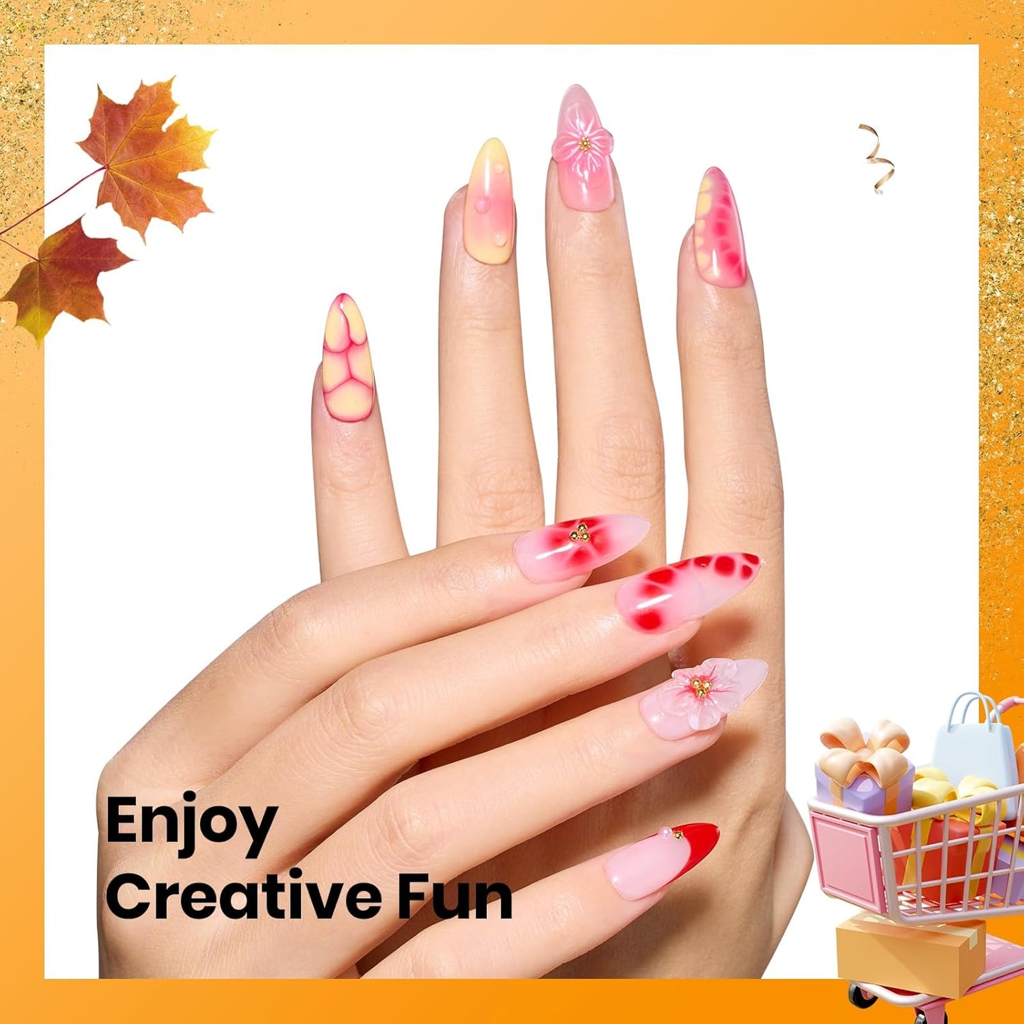 Beetles Blooming Gel 15ml Clear Uv Led Blossom Fall Halloween Nails Gel Polish for Spreading Effect Marble Natural Stone Watercolor Floral Print Soak off Diy Nail Art Design Manicure Gift for Women