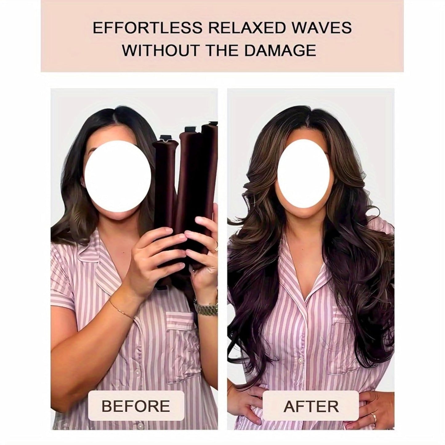 Heatless Hair Curler Overnight Curl Rods for All Hair Types, Healthy and Stylish Heatless Curling Set jumbo heatless hair curler to sleep in Heatless Hair Curlers (Black, Medium)