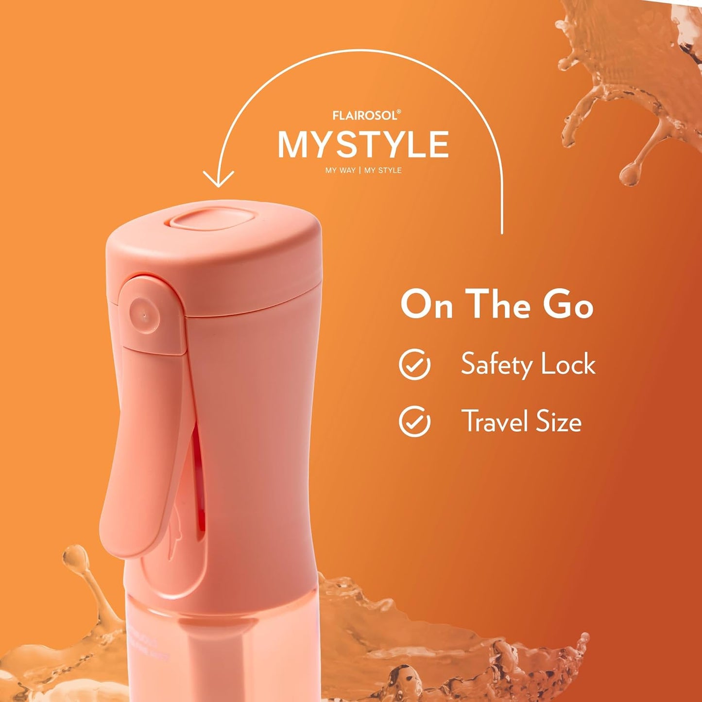 FLAIROSOL MyStyle, Spray Bottle for Hair - Small Travel Spray Bottle, Ultra Fine Continuous Water Mist for Face, Hairstyling, Salon, Cleaning, Beauty, Toners, Hydration & Makeup, 3.04oz / 90ml, Peach