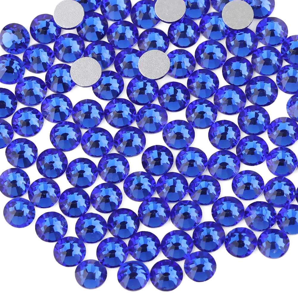 beadsland Flat Back Crystal Rhinestones Round Gems, Sapphire (4.6-4.8mm) SS20/1440pcs