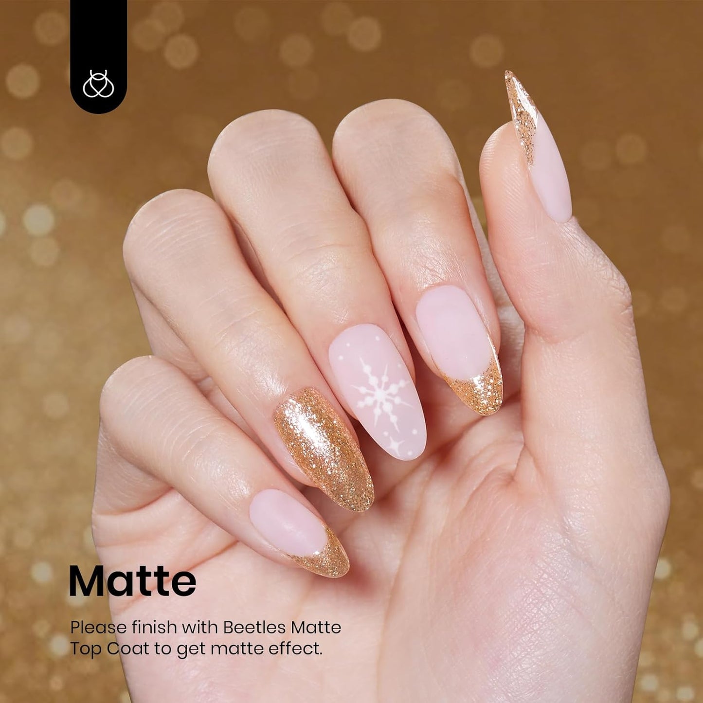 Beetles Gold Glitter Gel Polish, 1pc 9ml Gold Shimmer Sparkly Nail Polish Long-Lasting Soak Off U V LED Shiny Champagne Gel Nails Salon-quality Gift for Women Girls