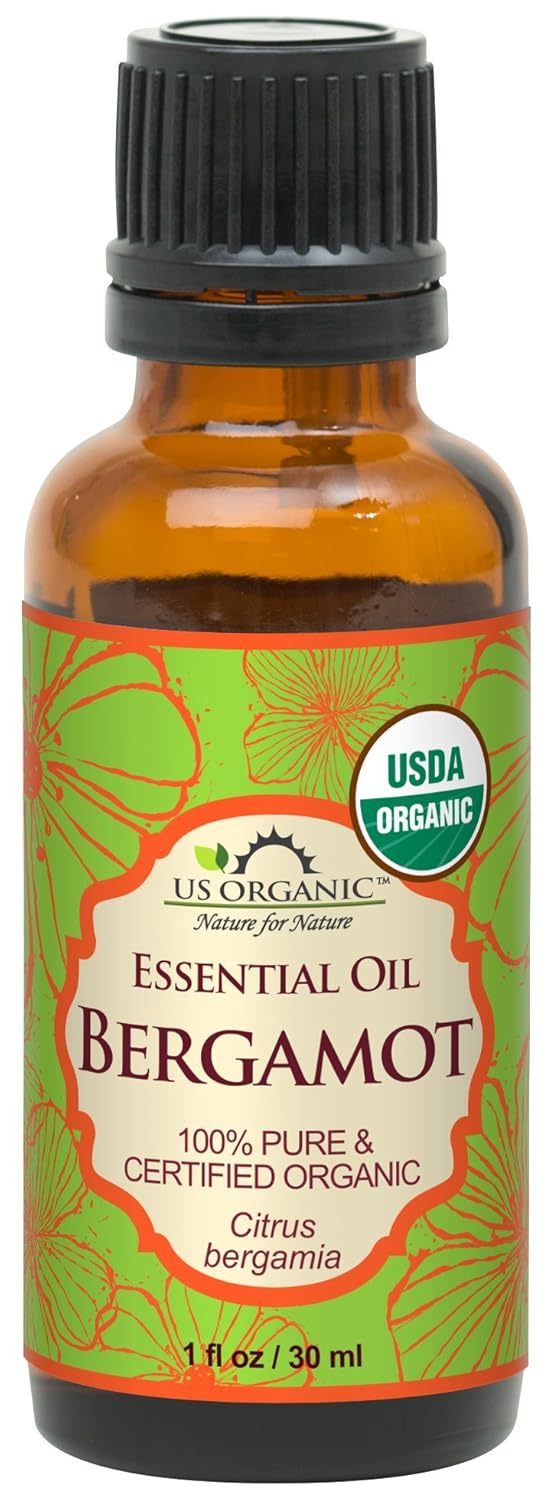 US Organic 100% Pure Bergamot Essential Oil, USDA Certified Organic, Cold Pressed, with Euro droppers (More Size Variations Available) (30 ml / 1 fl oz)