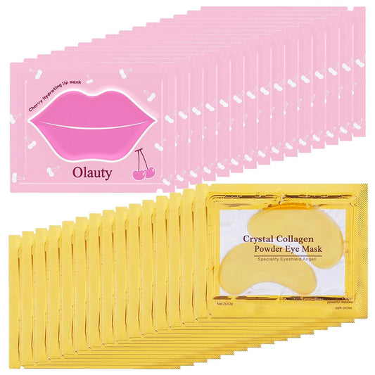 30 Pairs Lip Mask & Eye Mask,24K Gold Gel Under Eye Patches for Puffy Eyes&Dark Circles,Effectively Nourishes the Lip & Eye Skin,Reduce Fine Lines,Bachelorette Party Favors,Bulk Gifts for Women