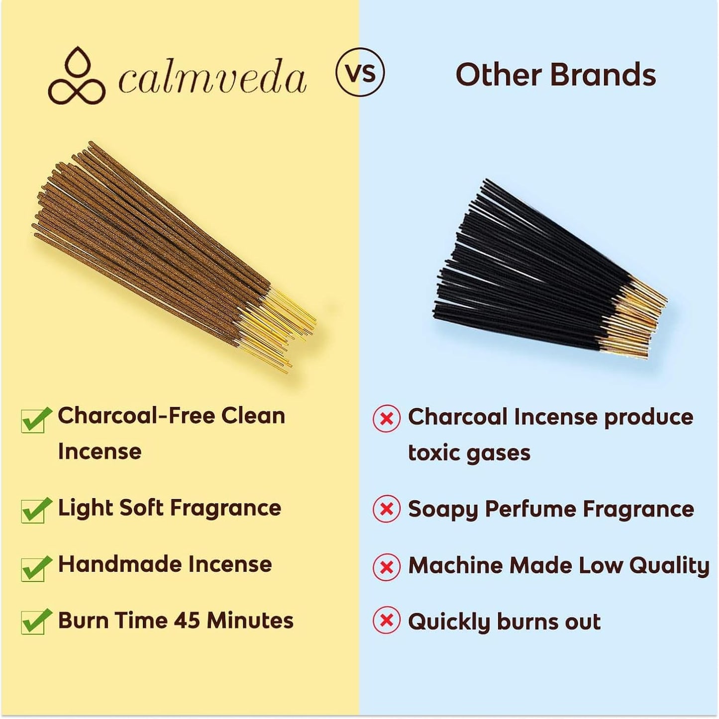 Madagascar Vanilla Incense Sticks Warm - (80 Scent Sticks) Charcoal Free, Made from Upcycled Flowers | Sweet, Cozy-Warm & Earthy Notes | Relaxing Incense & Healing Incense Sticks