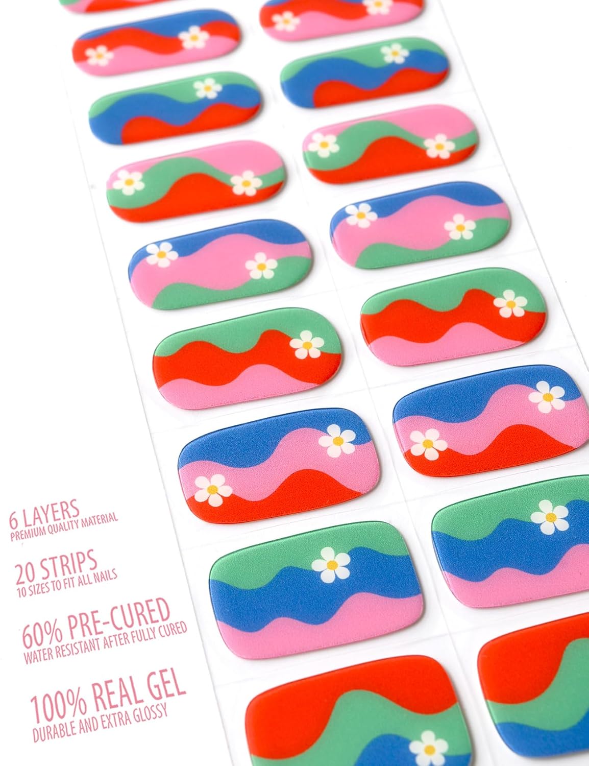 Semi Cured Gel Nail Strips, 20 pcs Nail Wraps, Glaze Stickers, Salon Quality French Manicure, Full Decal Gel Polish Strips, Long Lasting SCG, Easy on, UV Required (Tutti Frutti)