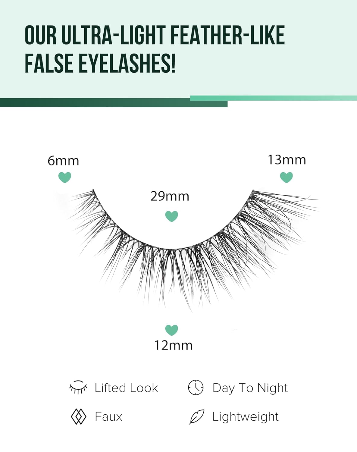 Lashes Natural Cat Eye Lashes Wispy Lashes 13mm False Lashes Wispy Lashes C Curl Strip Eyelashes Thin Cotton Band Soft Fake Eyelashes False Lashes Pack 7 Pairs