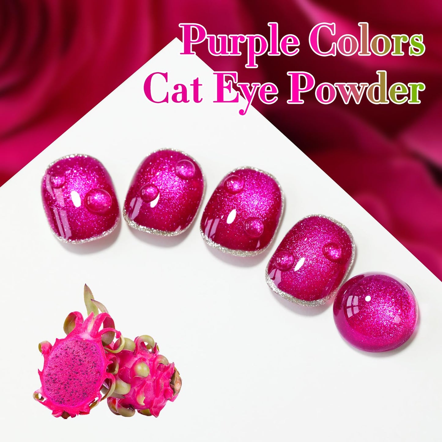 Double Rhythm 15ML Ice Glass Cat Eye Gel Polish with Magnet Holographic Glitter Shimmer Translucent Sheer Color Salon Soak Off Magnetic at Home (Pitaya Purple-MC1072)