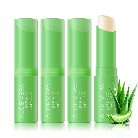 KYDA 3 Pcs Aloe Vera Lip Balm, Deep Hydrating Tinted Lip Balm, Reduce Fine Lines, Daily Lip Moisturizer for Dry Cracked Lips, with Real Aloe Vera, Colorless Finish