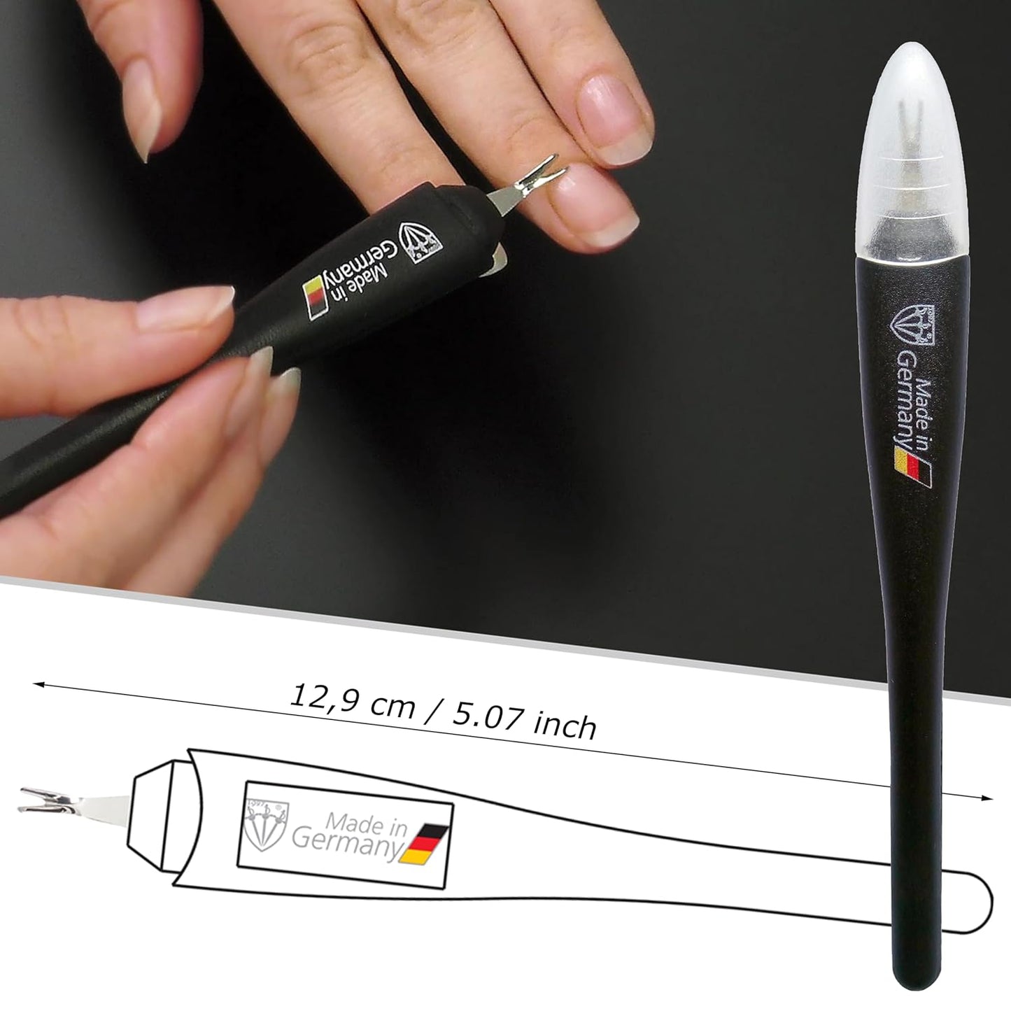 3 Swords Germany - Brand Quality Cuticle Knife Trimmer Remover Cutter (1pc.) Manicure Pedicure Grooming for Professional Finger & Toe Nail Care by 3 Swords, Made in Solingen Germany