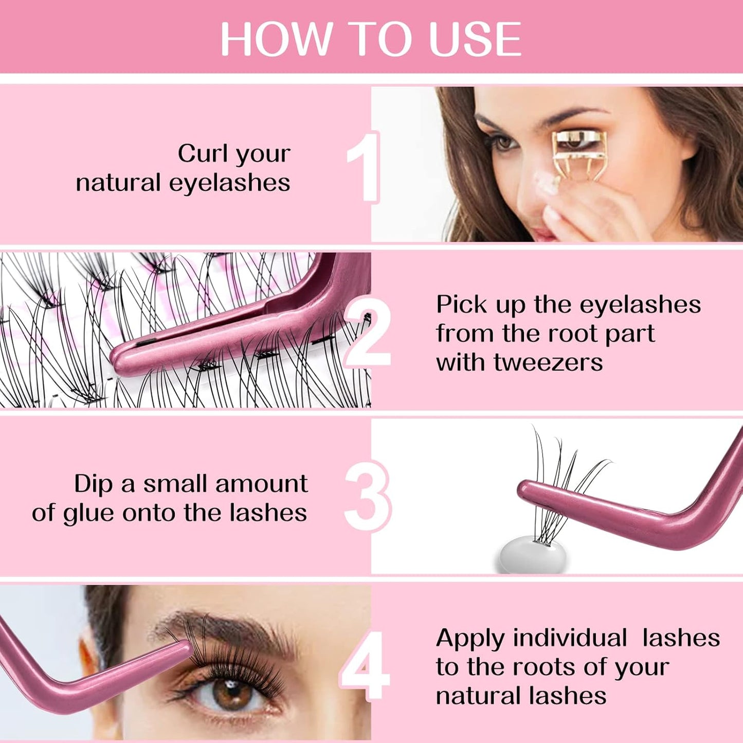 280 Individual Lashes - 10D, 20D, C, D Curl Mix - Wispy Bottom Lashes - DIY At Home