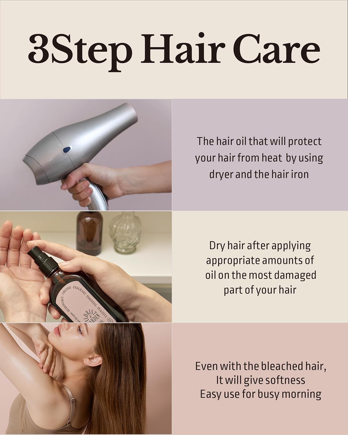 ODID Milk Protein Intensive Perfume Hair Oil - Korean Anti Frizz Nourishing & Smoothing Hair Serum - Subtle Verbena Lavender Scent - with 10,000ppm Argan Oil & 6 Plant-Based Oils, 3.38 fl.oz.