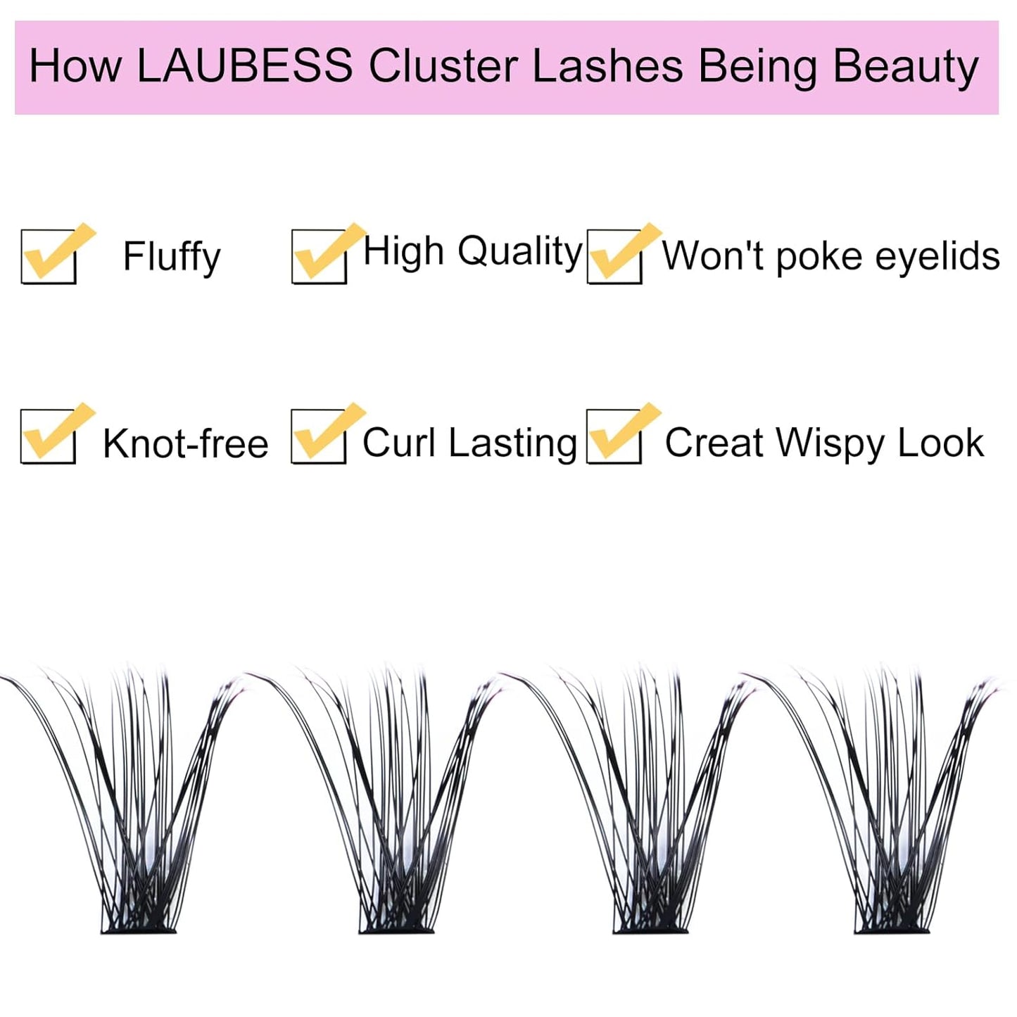Eyelash Clusters LAUBESS Lash Clusters Individual Lashes Cluster Eyelash Extensions DIY at Home Waterproof Cluster Lashes (40D-C-9-16)