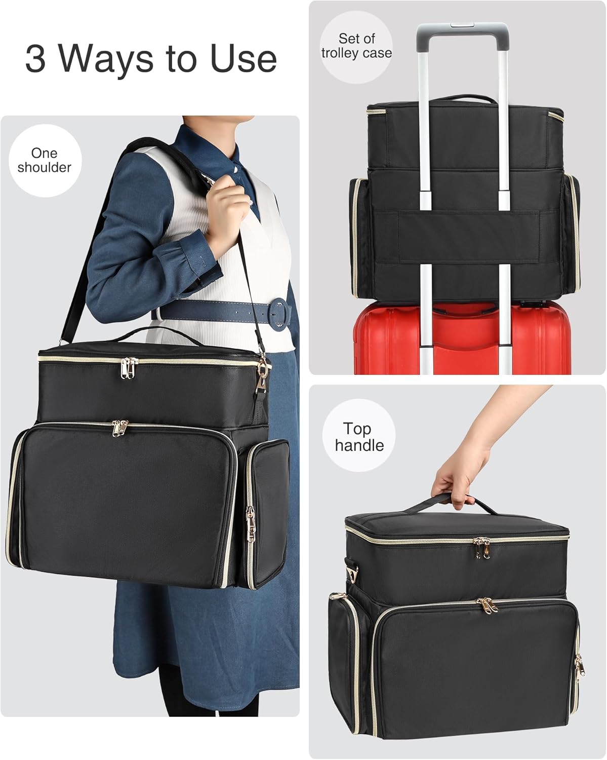 Nail Polish Organizer Case, Large Nail Polish Holder Hold 64 Bottles (15ml/0.5 fl.oz), Large Capacity for Nail Polish, Nail Lamp, Nail Art Accessories, 3 in 1 Storage Bags