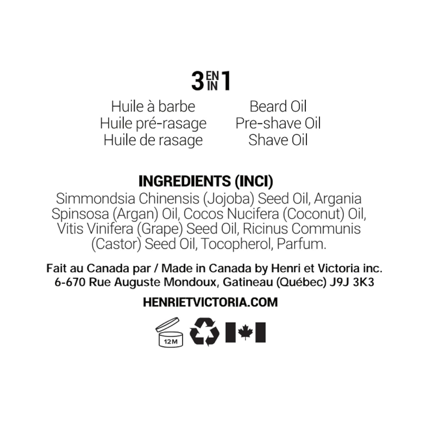 Beard Oil La Poire Française Fragrance | Canadian Made by Skilled Artisan | Moisturizing, Non-Greasy, Natural Ingredients