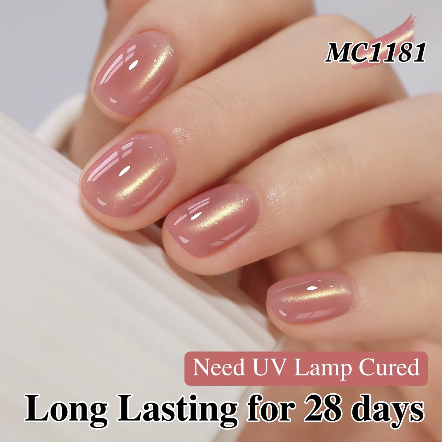 Double Rhythm 0.5 Oz Cat Eye Gel Polish with Magnet Same Color Same Bottle Holographic Glitter Shimmer Translucent Color Salon 15 ML Magnetic Nail Art (Plum Pink-MC1181)