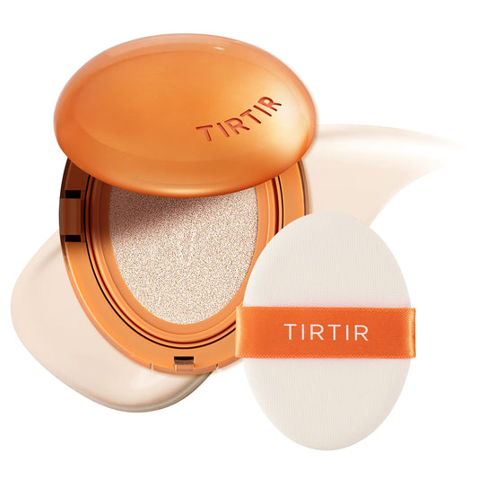 TIRTIR Mask Fit Ai Filter Cushion Foundation | AI-Like Semi-Matte Finish - Up to 72-Hour Medium to Full Coverage Korean BB Cushion Make up Beauty, #10C Shell, 0.63 Fl Oz