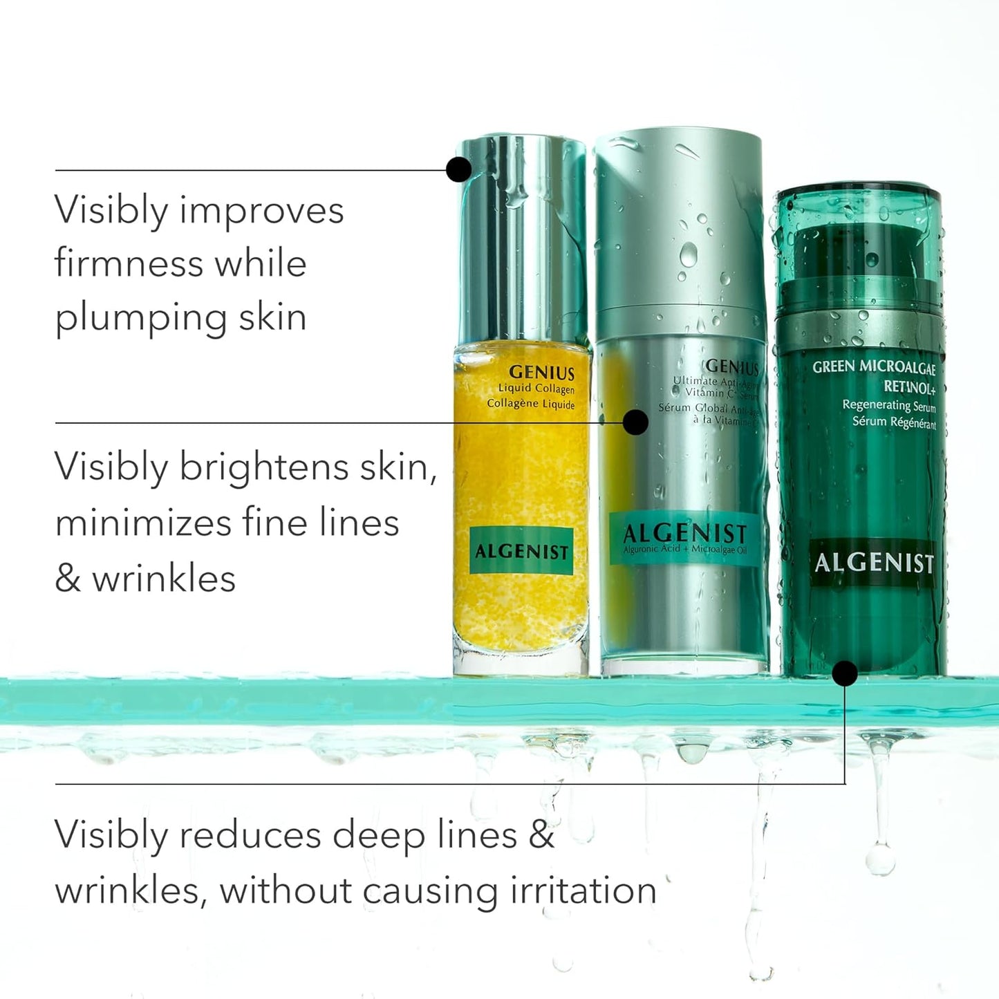 Algenist GENIUS Mini Liquid Collagen Serum - Firming and Hydrating Face Serum with Collagen + Vitamin E - Helps Visibly Minimize Fine Lines + Wrinkles and Improve Elasticity (6.2ml)