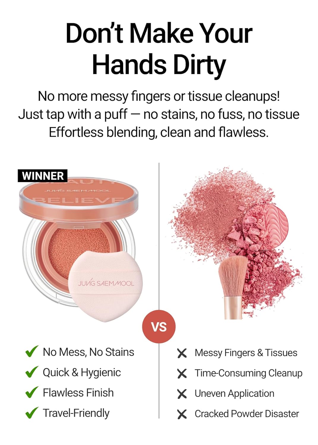 JUNGSAEMMOOL Artist Cushion Blush (Dewy Coral) | Easy to Blend, Lightweight, Hydrating Korean Makeup Cushion Blush for Dewy & Glowing Cheeks