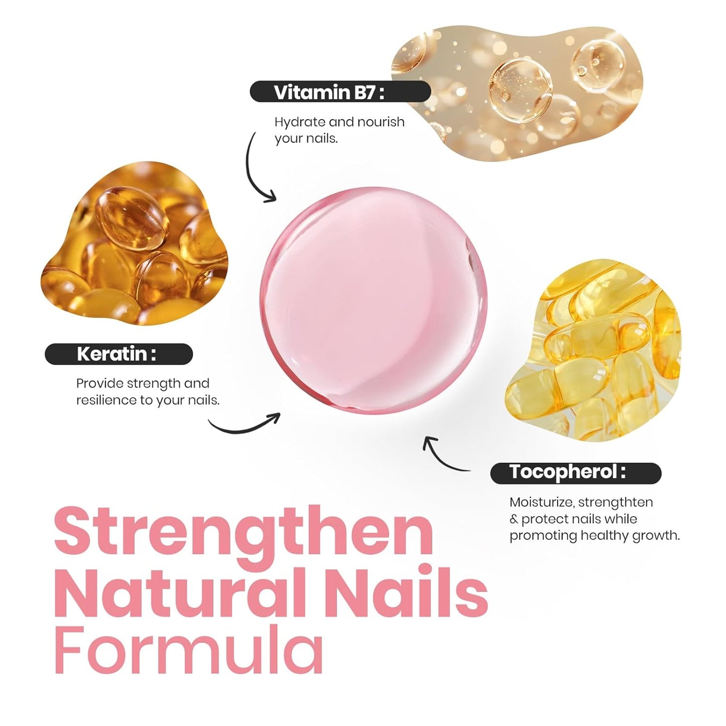 Beetles Nail Strengthener, Jelly Pink Nail Natural Concealer Foundation Polish Sheer Pink Air Dry Nail Growth Polish for Damaged Nails Imperfection Masking Gifts for Women 15ml