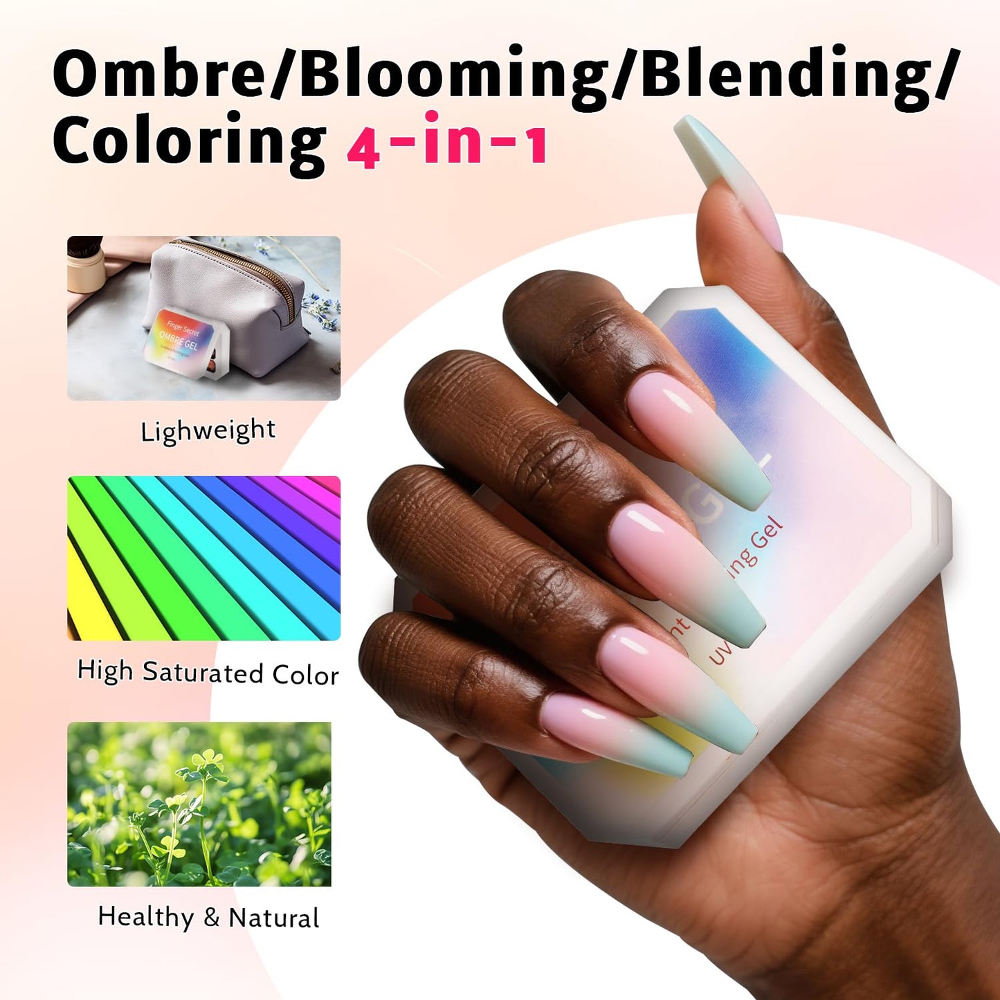 Sponge Pat Paint Nail Gel, Ombre Nails Gradient Gel Nail Blush Blooming Aura Nails Drawing Stripper Floral Painting DIY Nail Art, No Wipe, UV/LED Curing (12 Colors B)