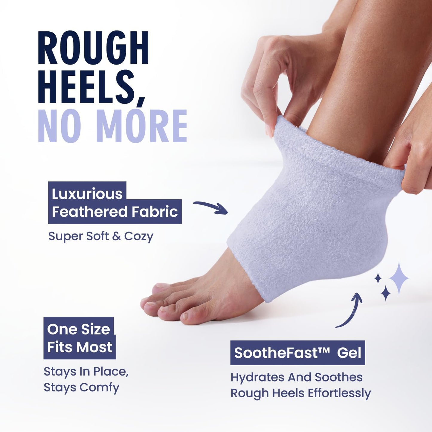 Dr. Frederick's Original Moisturizing Fuzzy Heel Socks - 2 Pairs - Cozy Gel-Lined Sleep Socks for Women & Men - Soothes Dry, Cracked Feet - Heel Repair - Lilac Leisure