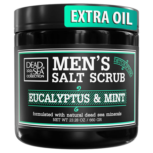 Salt Body Scrub Eucalyptus & Mint For Men– Moisturizes, Exfoliates & Nourishes Skin – Cleanses & Detoxifies with Dead Sea Minerals – Dead Sea Collection - 23.28 OZ