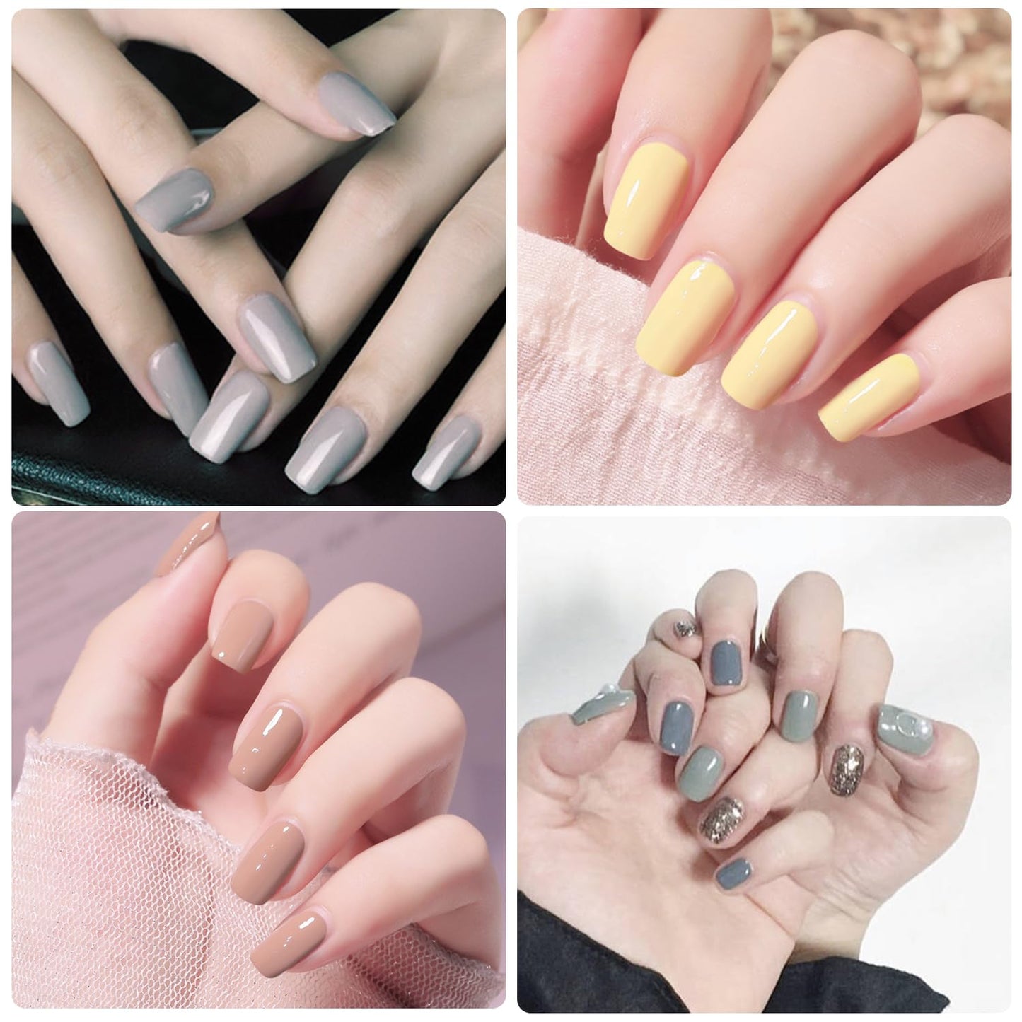 WOKOTO 20 Sheets Self-Adhesive Nail Polish Stickers with 1pcs Nail File Full Nail Wraps Nail Art Stickers Gray Series Gel Nail Strips Kit for Girls Women Stick On Nails Polish Strips for Nails