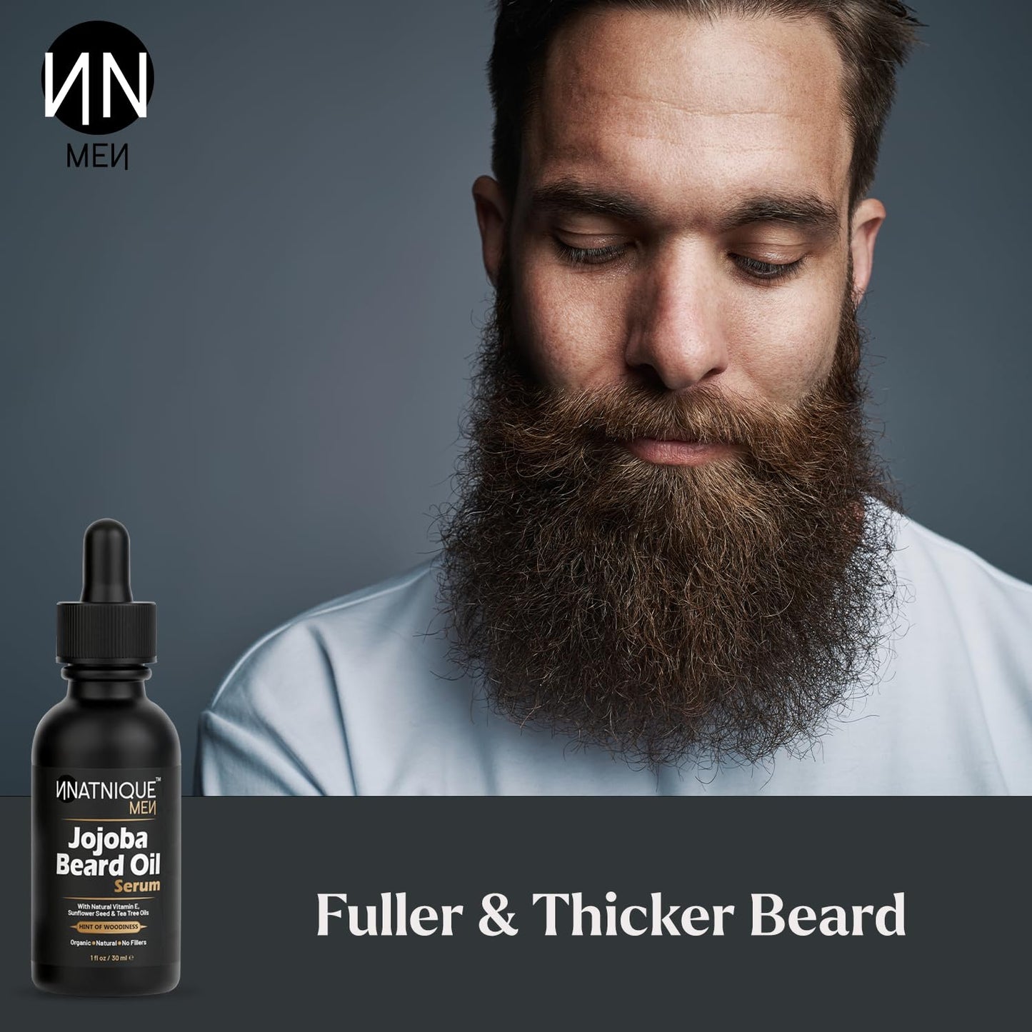 Jojoba Beard Oil Serum 1oz – Organic Beard Conditioner with Vitamin E, Sunflower Seed & Tea Tree Oils – Softens, Moisturizes, and Helps with Beard Itch & Dryness