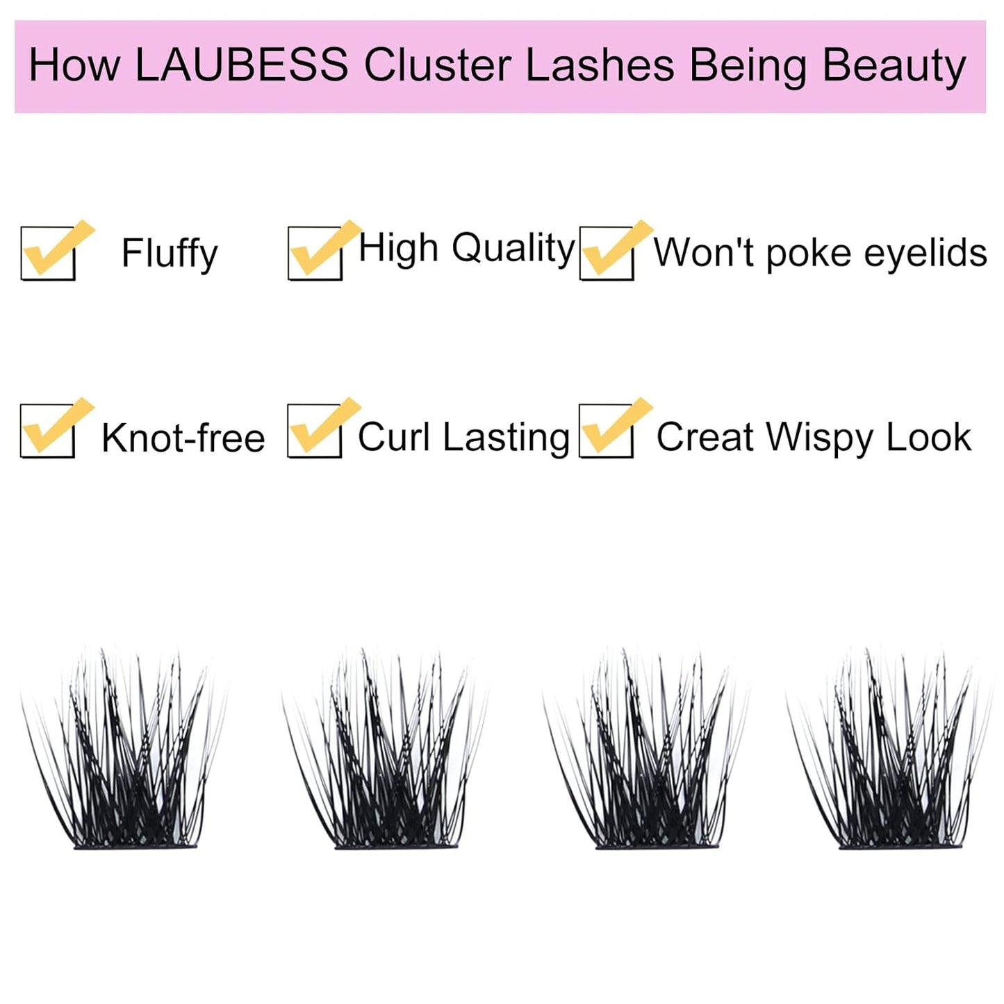 Lash Extension Kit LAUBESS Lash Clusters Kit Cluster Eyelash Extensions Kit Eyelash Clusters Lash Bond and Seal Waterproof Tweezers Brush Lash Glue Remover (Kit 03-D-Mix14-18)