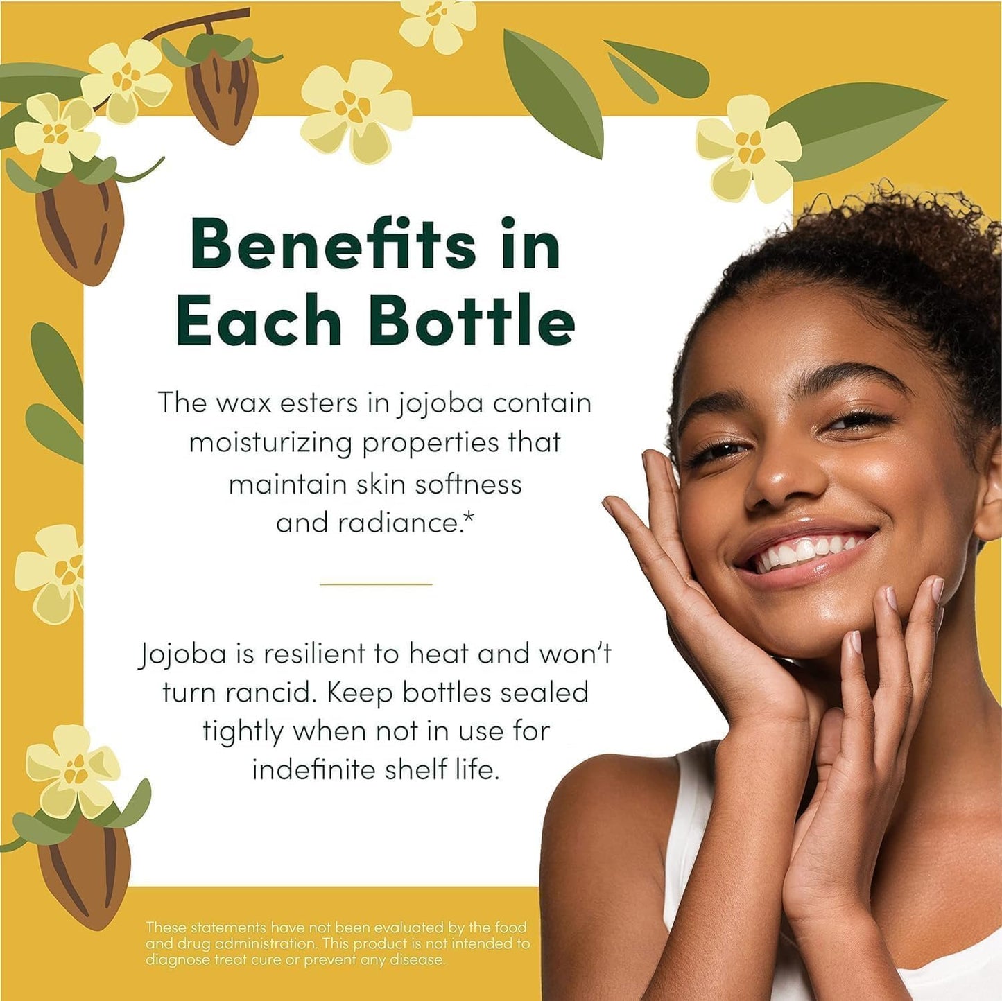 HobaCare Pure Jojoba Oil for Skin Care, Hair, Beard, Scalp Massage - 100% Unrefined Carrier Oil for Diluting Essential Oils - Natural, Hexane Free, Cruelty-Free, Long Shelf Life (16 oz)