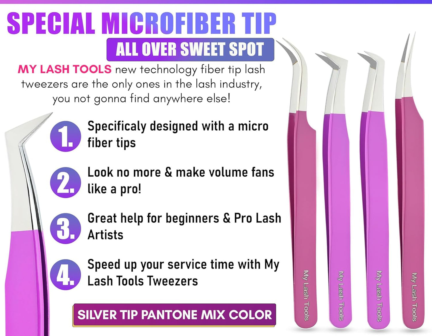 Fiber Tip Lash Tweezers Eyelash Extension Tweezers set for Lash Extensions Precision Boot Volume Eye lash Extensions Tweezers Steel Curved Isolation Tweezer fiber grip tweezers (5pcs)