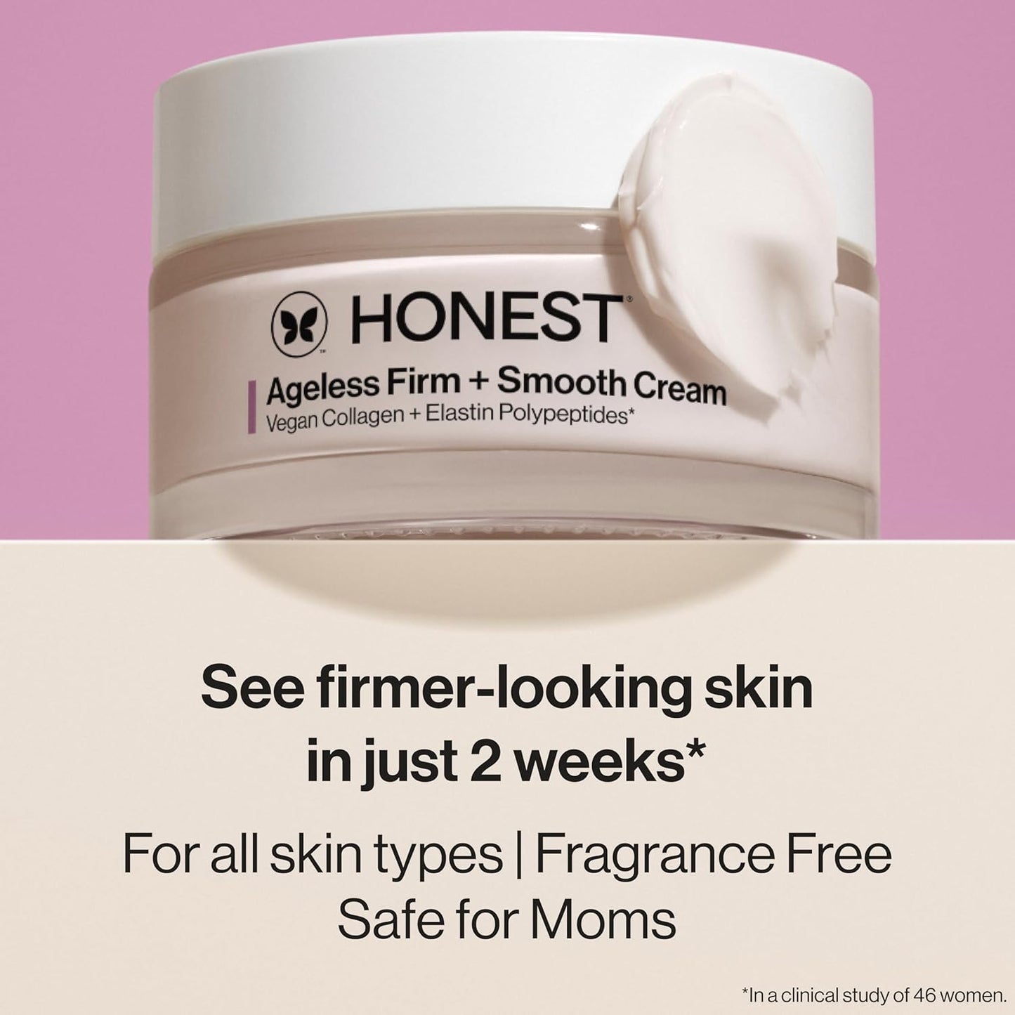 Honest Beauty Ageless Firm and Smooth Cream | Powered by Vegan Collagen and Elastin Polypeptides | Firmer, Smoother Looking Skin | Fragrance Free, EWG Verified, Vegan, Cruelty-Free | 1.7 fl oz