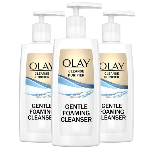 Olay Face Cleanser, Gentle Foaming Face Wash for Sensitive Skin - Fragrance-Free, Oil-Less, Soap-Free, Glycerin-Based Formula, Daily Cleansing without Irritation, 6.7 Oz - 3 Pack