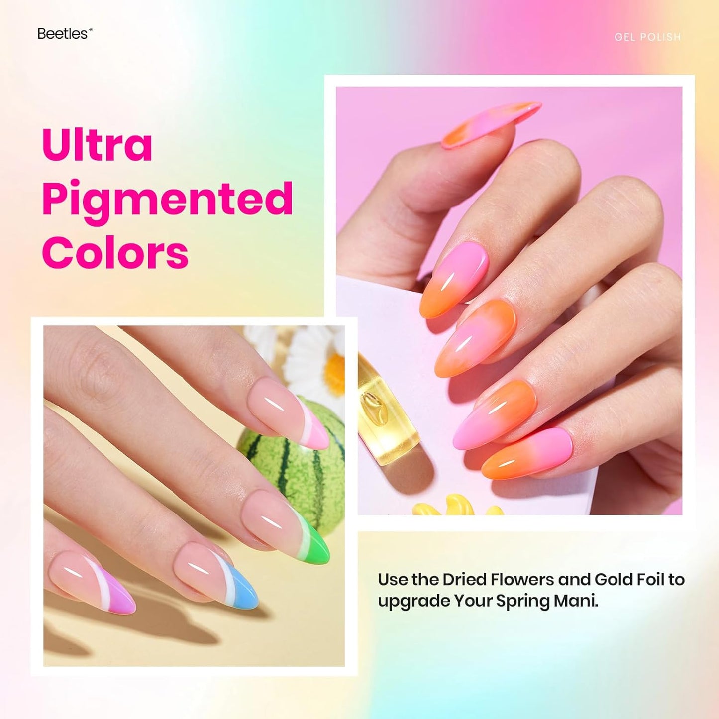 Beetles Summer Gel Nail Polish Set - 20 Color Neon Bright Colors Red Hot Pink Glitter Gel Polish Kit with Base Top Coat Soak Off Uv Led Nail Gifts for Women