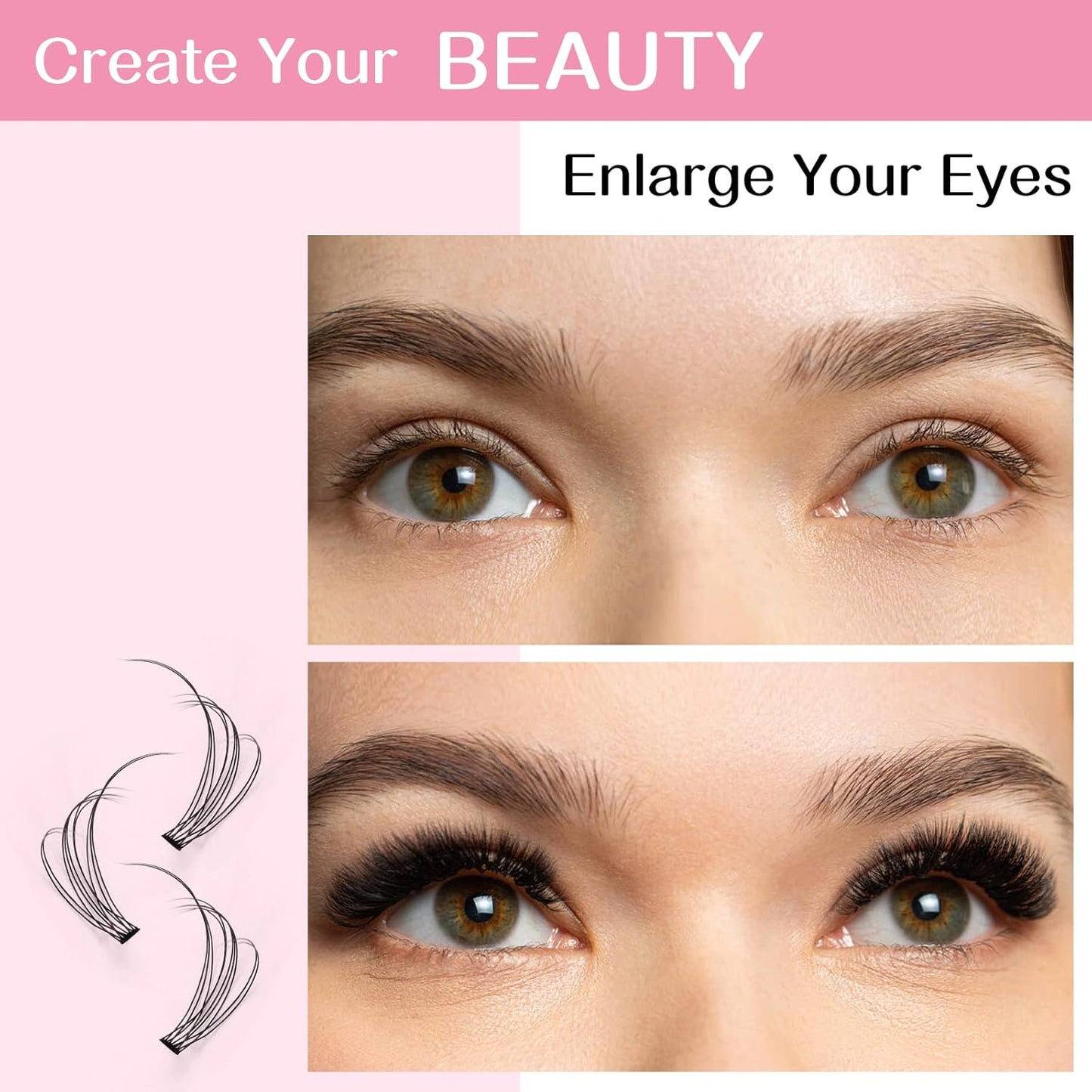 280 Individual Lashes - 10D, 20D, C, D Curl Mix - Wispy Bottom Lashes - DIY At Home