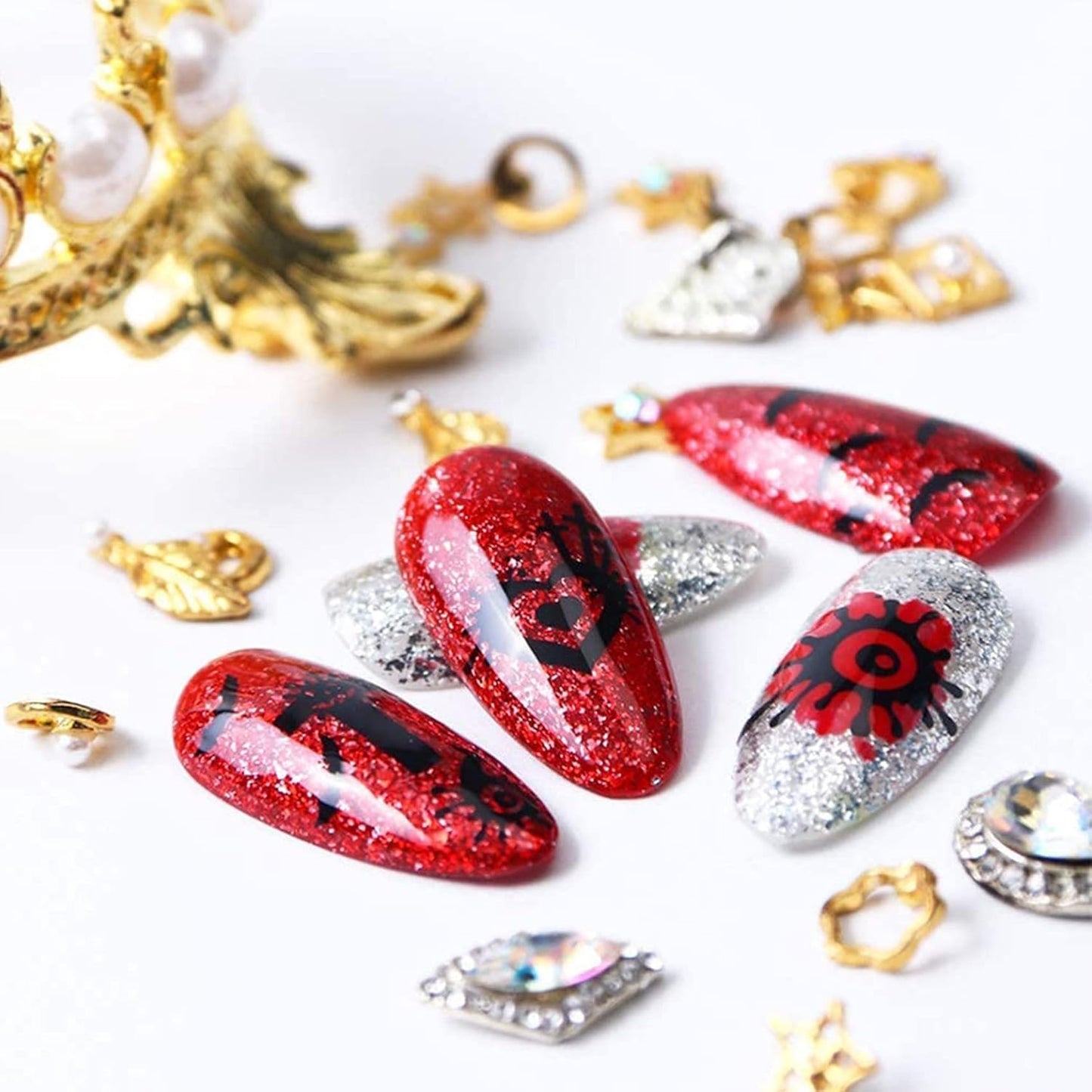 TailaiMei 9 Sheets Halloween Nail Stickers, Self-Adhesive Black Nail Art Decals for DIY Horror Nail Decorations (Black Style)